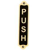 Brass Door Sign "PUSH" - Black Finish